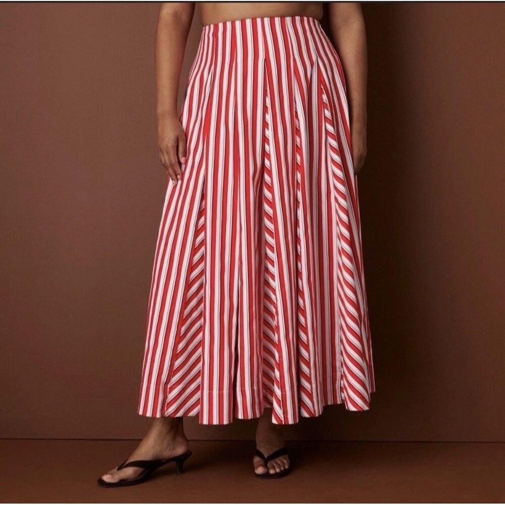 Pleated Poplin Striped Midi Skirt Rosie Assoulin x Target Sz 12 NWOT